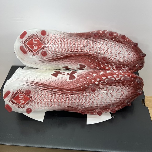 Under Armour Men's 13 Spotlight Clone 3.0 MC Football Cleats 3026334-107 WHT/RED - Picture 10 of 12